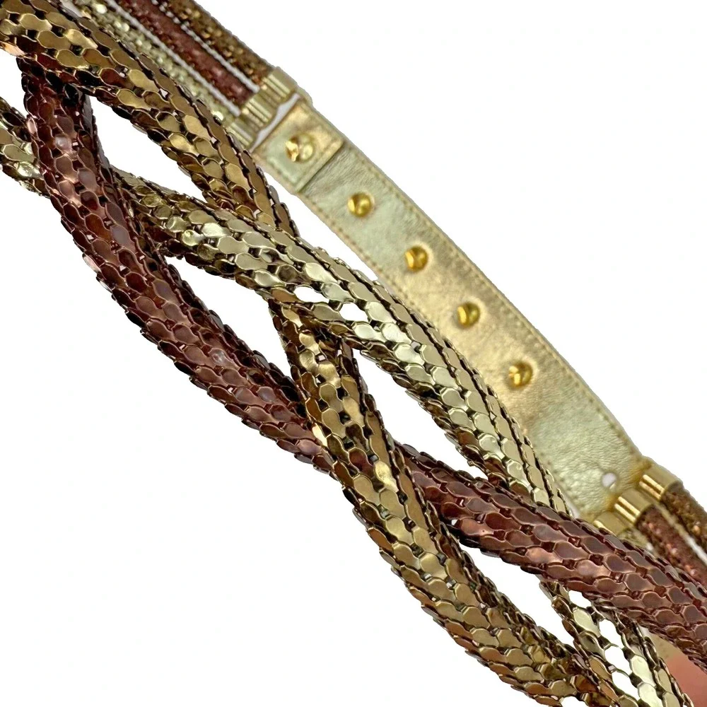 Vintage Braided Chain Belt‎ Mixed Metals Glam Grunge Snake Chain Waist